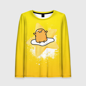 Женский лонгслив 3D с принтом Gudetama , 100% полиэстер | длинные рукава, круглый вырез горловины, полуприлегающий силуэт | Тематика изображения на принте: gudetama | анимешное яйцо | гудетама | желток | стекающее яйцо | яичница