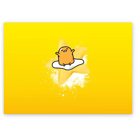 Поздравительная открытка с принтом Gudetama , 100% бумага | плотность бумаги 280 г/м2, матовая, на обратной стороне линовка и место для марки
 | Тематика изображения на принте: gudetama | анимешное яйцо | гудетама | желток | стекающее яйцо | яичница
