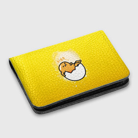 Картхолдер с принтом с принтом Gudetama , натуральная матовая кожа | размер 7,3 х 10 см; кардхолдер имеет 4 кармана для карт; | gudetama | анимешное яйцо | гудетама | желток | стекающее яйцо | яичница