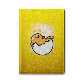 Обложка для автодокументов с принтом Gudetama , натуральная кожа |  размер 19,9*13 см; внутри 4 больших “конверта” для документов и один маленький отдел — туда идеально встанут права | Тематика изображения на принте: gudetama | анимешное яйцо | гудетама | желток | стекающее яйцо | яичница