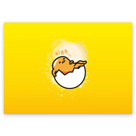Поздравительная открытка с принтом Gudetama , 100% бумага | плотность бумаги 280 г/м2, матовая, на обратной стороне линовка и место для марки
 | gudetama | анимешное яйцо | гудетама | желток | стекающее яйцо | яичница