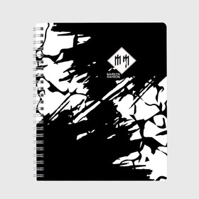 Тетрадь с принтом Marilyn Manson , 100% бумага | 48 листов, плотность листов — 60 г/м2, плотность картонной обложки — 250 г/м2. Листы скреплены сбоку удобной пружинной спиралью. Уголки страниц и обложки скругленные. Цвет линий — светло-серый
 | Тематика изображения на принте: 