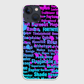 Чехол для iPhone 13 mini с принтом Fortnite Names ,  |  | battle | fortnite | game | pubg | royale | битва | выживание | игра | королевская | пабг | пубг | сезон | фортнайт