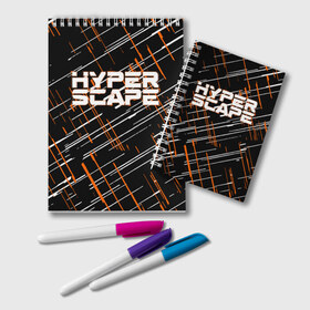 Блокнот с принтом Hyper Scape , 100% бумага | 48 листов, плотность листов — 60 г/м2, плотность картонной обложки — 250 г/м2. Листы скреплены удобной пружинной спиралью. Цвет линий — светло-серый
 | Тематика изображения на принте: esport | games | hyper scape | twitch | игроки | игролюбители | игроманы | игры | киберспорт | королевская битва | корона | твич | хупер скайп | хупер скайпе