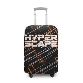 Чехол для чемодана 3D с принтом Hyper Scape. , 86% полиэфир, 14% спандекс | двустороннее нанесение принта, прорези для ручек и колес | esport | games | hyper scape | twitch | игроки | игролюбители | игроманы | игры | киберспорт | королевская битва | корона | твич | хупер скайп | хупер скайпе
