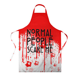 Фартук 3D с принтом Normal People Scare Me. , 100% полиэстер | общий размер — 65 х 85 см, ширина нагрудника — 26 см, горловина — 53 см, длина завязок — 54 см, общий обхват в поясе — 173 см. Принт на завязках и на горловине наносится с двух сторон, на основной части фартука — только с внешней стороны | american horror story | games | normal people scare me | аутизм | документальный фильм об аутизме | игры | кино | люди | нормал пипл скар ми | очень странные дела | фильмы