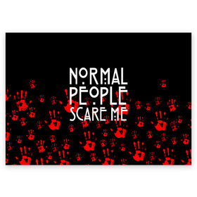 Поздравительная открытка с принтом Normal People Scare Me. , 100% бумага | плотность бумаги 280 г/м2, матовая, на обратной стороне линовка и место для марки
 | Тематика изображения на принте: american horror story | games | normal people scare me | аутизм | документальный фильм об аутизме | игры | кино | люди | нормал пипл скар ми | очень странные дела | фильмы