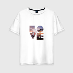 Женская футболка хлопок Oversize с принтом Love , 100% хлопок | свободный крой, круглый ворот, спущенный рукав, длина до линии бедер
 | love | город | копенгаген | любовь | центр