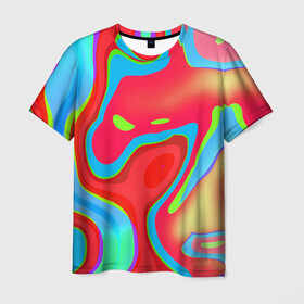 Мужская футболка 3D с принтом Цветное безумие  , 100% полиэфир | прямой крой, круглый вырез горловины, длина до линии бедер | абстракция | камуфляж | кляксы | краски | линии | неон | неоновая абстракция | неоновый принт | неоновый рисунок | пятна | разводы | разноцветное