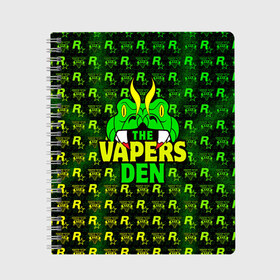 Тетрадь с принтом GTA Online The Vapers Den , 100% бумага | 48 листов, плотность листов — 60 г/м2, плотность картонной обложки — 250 г/м2. Листы скреплены сбоку удобной пружинной спиралью. Уголки страниц и обложки скругленные. Цвет линий — светло-серый
 | Тематика изображения на принте: auto | game | grand | gta | gta5 | los santos | rockstar | theft | гта | гта5 | игра | лос сантос | майкл | онлайн | рокстар | тревор | франклин