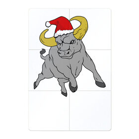 Магнитный плакат 2Х3 с принтом Новогодний Бык , Полимерный материал с магнитным слоем | 6 деталей размером 9*9 см | christmas | new year | winter | буйвол | бык | бычок | дед мороз | дикий | животные | звери | зима | зимний | знак зодиака | зодиак | колпак | корова | лошадь | мультяшный | новый год | подарок | праздник | рождество