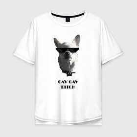 Мужская футболка хлопок Oversize с принтом cool dog , 100% хлопок | свободный крой, круглый ворот, “спинка” длиннее передней части | Тематика изображения на принте: chihuahua | cool | dog | fun | funny dog | puppy | small dog | маленький пес | прикол | смешной принт | чихуахуа