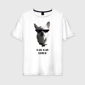 Женская футболка хлопок Oversize с принтом cool dog , 100% хлопок | свободный крой, круглый ворот, спущенный рукав, длина до линии бедер
 | chihuahua | cool | dog | fun | funny dog | puppy | small dog | маленький пес | прикол | смешной принт | чихуахуа
