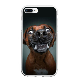 Чехол для iPhone 7Plus/8 Plus матовый с принтом Это всё мне?! , Силикон | Область печати: задняя сторона чехла, без боковых панелей | dog | зубы | лапы | мем | пес | прикол | слюни | смешные животные | собака | собачка | щенок | это всё мне | юмор | язык