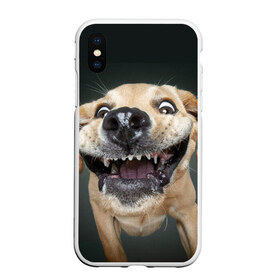 Чехол для iPhone XS Max матовый с принтом Улыбающаяся Собака , Силикон | Область печати: задняя сторона чехла, без боковых панелей | Тематика изображения на принте: dog | зубы | лапы | мем | пес | прикол | слюни | смешные животные | собака | собачка | улыбающаяся собака | улыбка | щенок | юмор | язык