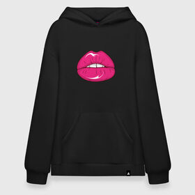 Худи SuperOversize хлопок с принтом Pop art lips , 70% хлопок, 30% полиэстер, мягкий начес внутри | карман-кенгуру, эластичная резинка на манжетах и по нижней кромке, двухслойный капюшон
 | pin up | искусство | поп культура | популярное | ретро