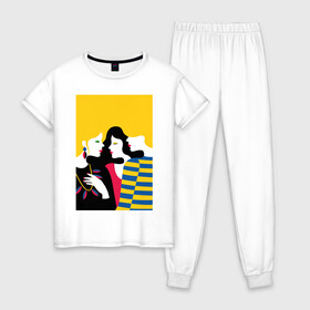 Женская пижама хлопок с принтом Pop art 49 , 100% хлопок | брюки и футболка прямого кроя, без карманов, на брюках мягкая резинка на поясе и по низу штанин | pin up | искусство | поп культура | популярное | ретро