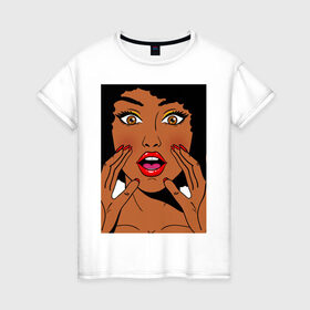 Женская футболка хлопок с принтом Pop art 51 , 100% хлопок | прямой крой, круглый вырез горловины, длина до линии бедер, слегка спущенное плечо | pin up | искусство | поп культура | популярное | ретро