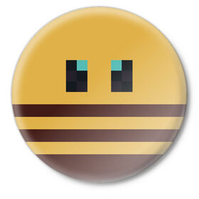 Значок с принтом Minecraft Bee ,  металл | круглая форма, металлическая застежка в виде булавки | bee | minecraft | майнкрафт | пчела | пчёлка | пчелобав