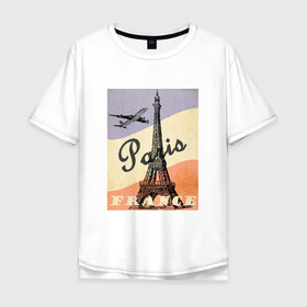 Мужская футболка хлопок Oversize с принтом Paris/Париж , 100% хлопок | свободный крой, круглый ворот, “спинка” длиннее передней части | airplane | city | elf tower | flag | france | illustration | landmark | paris | tower | башня | город | достопримечательность | иллюстрация | париж | самолёт | флаг | флаг франции | франция | эльфивая башня