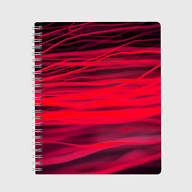Тетрадь с принтом Reding , 100% бумага | 48 листов, плотность листов — 60 г/м2, плотность картонной обложки — 250 г/м2. Листы скреплены сбоку удобной пружинной спиралью. Уголки страниц и обложки скругленные. Цвет линий — светло-серый
 | abstraction | blur | light | lines | red | абстракция | красный | линии | размытость | свет