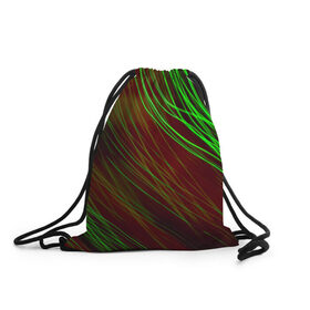 Рюкзак-мешок 3D с принтом Qleen , 100% полиэстер | плотность ткани — 200 г/м2, размер — 35 х 45 см; лямки — толстые шнурки, застежка на шнуровке, без карманов и подкладки | abstraction | blur | green | light | lines | абстракция | зелёный | линии | размытость | свет