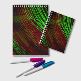 Блокнот с принтом Qleen , 100% бумага | 48 листов, плотность листов — 60 г/м2, плотность картонной обложки — 250 г/м2. Листы скреплены удобной пружинной спиралью. Цвет линий — светло-серый
 | abstraction | blur | green | light | lines | абстракция | зелёный | линии | размытость | свет