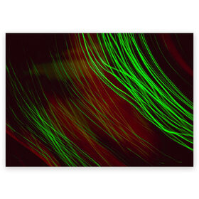 Поздравительная открытка с принтом Qleen , 100% бумага | плотность бумаги 280 г/м2, матовая, на обратной стороне линовка и место для марки
 | abstraction | blur | green | light | lines | абстракция | зелёный | линии | размытость | свет