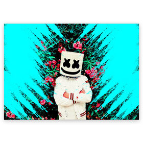 Поздравительная открытка с принтом MARSHMELLO , 100% бумага | плотность бумаги 280 г/м2, матовая, на обратной стороне линовка и место для марки
 | fortnite | marshmallo | marshmallow | marshmello | marshmellow | маршмелло | маршмеллоу | розы | фортнайт