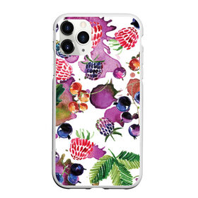 Чехол для iPhone 11 Pro матовый с принтом Ягоды , Силикон |  | Тематика изображения на принте: арт | зеленый | краска | краски | красный | листок | листья | малина | пятна | пятна краски | растение | рисунок | синий | тёмный | фиолетовый | чёрная малина | черника