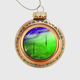 Стеклянный ёлочный шар с принтом GreenFer , Стекло | Диаметр: 80 мм | abstraction | art | blue | green | paint | stains | абстракция | арт | зелёный | краска | разводы | синий