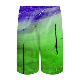 Детские спортивные шорты 3D с принтом GreenFer ,  100% полиэстер
 | пояс оформлен широкой мягкой резинкой, ткань тянется
 | Тематика изображения на принте: abstraction | art | blue | green | paint | stains | абстракция | арт | зелёный | краска | разводы | синий
