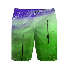 Мужские шорты спортивные с принтом GreenFer ,  |  | Тематика изображения на принте: abstraction | art | blue | green | paint | stains | абстракция | арт | зелёный | краска | разводы | синий