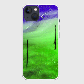 Чехол для iPhone 13 с принтом GreenFer ,  |  | abstraction | art | blue | green | paint | stains | абстракция | арт | зелёный | краска | разводы | синий