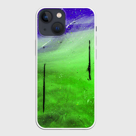 Чехол для iPhone 13 mini с принтом GreenFer ,  |  | abstraction | art | blue | green | paint | stains | абстракция | арт | зелёный | краска | разводы | синий