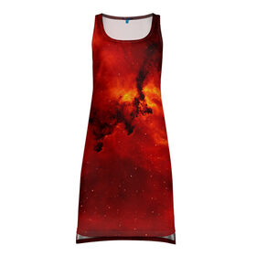 Платье-майка 3D с принтом Сила огня , 100% полиэстер | полуприлегающий силуэт, широкие бретели, круглый вырез горловины, удлиненный подол сзади. | red | галактика | лава | огонь | сила огня | текстуры