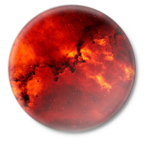 Значок с принтом Сила огня ,  металл | круглая форма, металлическая застежка в виде булавки | red | галактика | лава | огонь | сила огня | текстуры