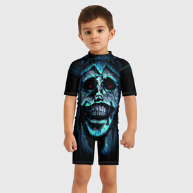 Детский купальный костюм 3D с принтом SL Statue of God , Полиэстер 85%, Спандекс 15% | застежка на молнии на спине | solo leveling | поднятие уровня в одиночку