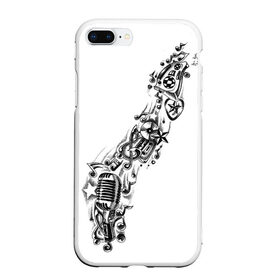 Чехол для iPhone 7Plus/8 Plus матовый с принтом музыка , Силикон | Область печати: задняя сторона чехла, без боковых панелей | андер | бит | диск | мелодия | микро | микрофон | музыка | рэп | тату | футболка | хип хоп
