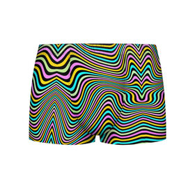 Мужские трусы 3D с принтом Иллюзия , 50% хлопок, 50% полиэстер | классическая посадка, на поясе мягкая тканевая резинка | line | rgb | абстракция | иллюзия | камуфляж | краски | линии | обман зрения | оптическая иллюзия | полосы | радуга | цветное