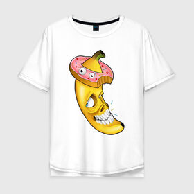 Мужская футболка хлопок Oversize с принтом Сумасшедший банан , 100% хлопок | свободный крой, круглый ворот, “спинка” длиннее передней части | 