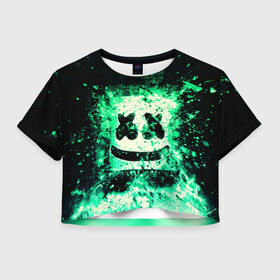 Женская футболка Crop-top 3D с принтом MARSHMELLO , 100% полиэстер | круглая горловина, длина футболки до линии талии, рукава с отворотами | fortnite | marshmallo | marshmallow | marshmello | marshmellow | маршмелло | маршмеллоу | розы | фортнайт