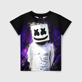 Детская футболка 3D с принтом MARSHMELLO , 100% гипоаллергенный полиэфир | прямой крой, круглый вырез горловины, длина до линии бедер, чуть спущенное плечо, ткань немного тянется | fortnite | marshmallo | marshmallow | marshmello | marshmellow | маршмелло | маршмеллоу | розы | фортнайт