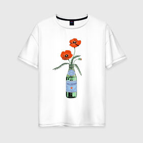 Женская футболка хлопок Oversize с принтом S PELLECRINO , 100% хлопок | свободный крой, круглый ворот, спущенный рукав, длина до линии бедер
 | бутылка | зелень | природа | растение | цветок | цветы