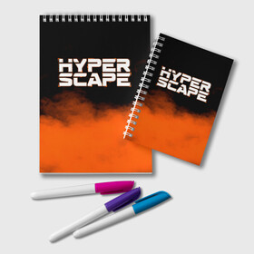 Блокнот с принтом Hyper Scape , 100% бумага | 48 листов, плотность листов — 60 г/м2, плотность картонной обложки — 250 г/м2. Листы скреплены удобной пружинной спиралью. Цвет линий — светло-серый
 | Тематика изображения на принте: esport | games | hyper scape | twitch | игроки | игролюбители | игроманы | игры | киберспорт | королевская битва | корона | твич | хупер скайп | хупер скайпе