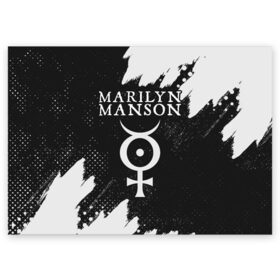 Поздравительная открытка с принтом MARILYN MANSON / М. МЭНСОН , 100% бумага | плотность бумаги 280 г/м2, матовая, на обратной стороне линовка и место для марки
 | logo | manson | marilyn | music | rock | группа | лого | логотип | логотипы | менсон | мерилин | мерлин | музыка | мэнсон | мэрилин | рок | символ