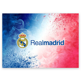 Поздравительная открытка с принтом REAL MADRID / РЕАЛ МАДРИД , 100% бумага | плотность бумаги 280 г/м2, матовая, на обратной стороне линовка и место для марки
 | football | logo | madrid | real | realmadrid | sport | клуб | лого | логотип | логотипы | мадрид | реал | реалмадрид | символ | символы | спорт | форма | футбол | футбольная