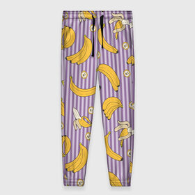 Женские брюки 3D с принтом Бананчики , полиэстер 100% | прямой крой, два кармана без застежек по бокам, с мягкой трикотажной резинкой на поясе и по низу штанин. В поясе для дополнительного комфорта — широкие завязки | banana | pattern | pattern banana | банан | банана | банановый паттерн | бананчик | бананчики | бананы | еда | паттерн | полоса | полосы | фрукт | фрукты