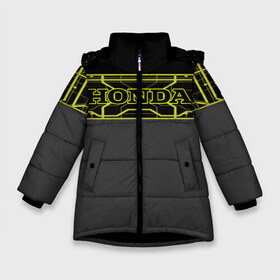 Зимняя куртка для девочек 3D с принтом Honda Digital , ткань верха — 100% полиэстер; подклад — 100% полиэстер, утеплитель — 100% полиэстер. | длина ниже бедра, удлиненная спинка, воротник стойка и отстегивающийся капюшон. Есть боковые карманы с листочкой на кнопках, утяжки по низу изделия и внутренний карман на молнии. 

Предусмотрены светоотражающий принт на спинке, радужный светоотражающий элемент на пуллере молнии и на резинке для утяжки. | 