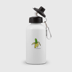 Бутылка спортивная с принтом Fake banana , металл | емкость — 500 мл, в комплекте две пластиковые крышки и карабин для крепления | banana | арт | банан | банан огурец | еда | прикол | прикольная картинка | фрукты | юмор